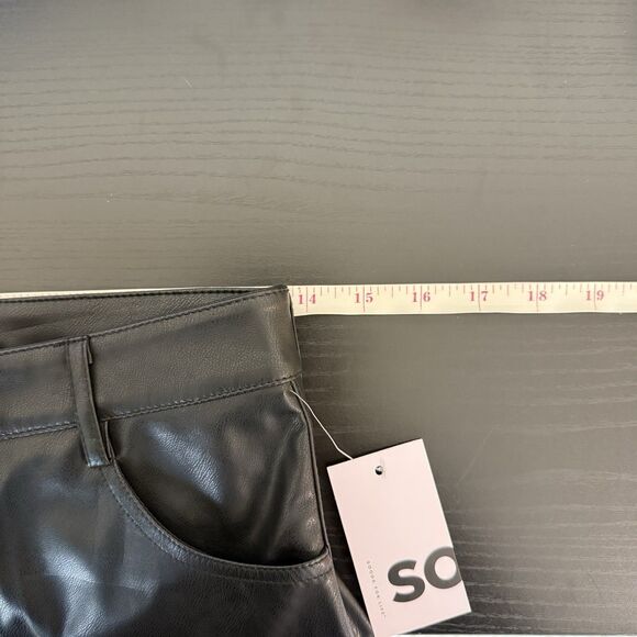 NWT Size 9 SO Black Faux Leather High Rise Flare Bell Bottom Pants Chic Goth 70s - Picture 14 of 16